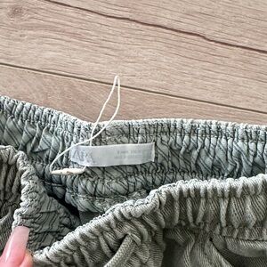 Light Olive Green Elastic Waist Shorts